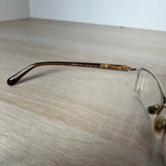 Prada VPR 52O ZVN-1O1 Eyeglasses Gold Brown Half Rim Frames READ 52-17-135 Italy - Picture 4 of 10